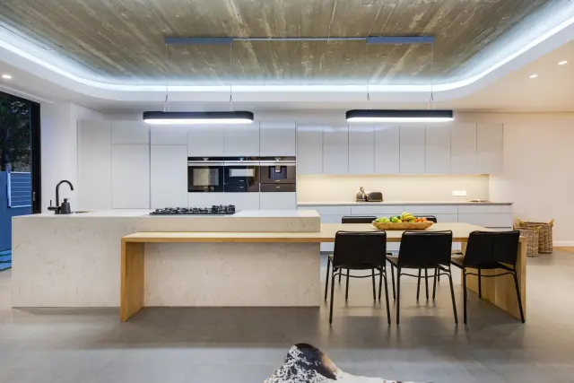 Sample photo: a kitchen with a timber ceiling